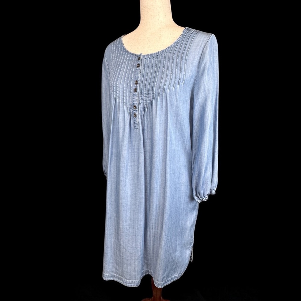 Tommy Bahama Blue Chambray Shirt Dress Coastal Grandma Weekend Size Medium - Picture 4 of 16